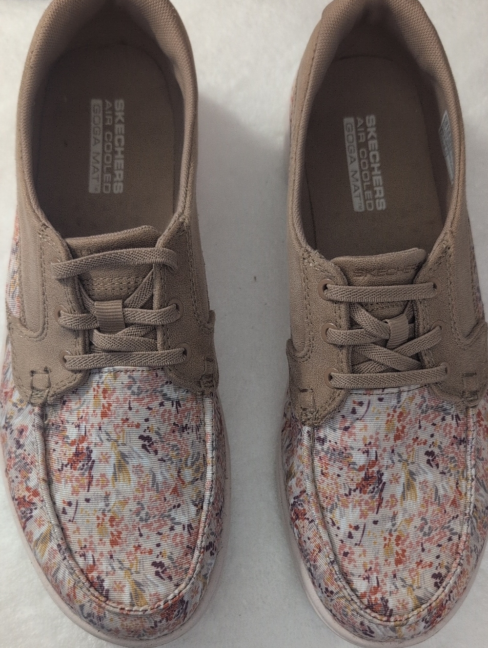 Skechers Women’s Taupe Multicolor Floral Slip-On Shoes